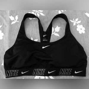 NIKE exercise Sports Bra Women’s sz L Black/White strapback NEW